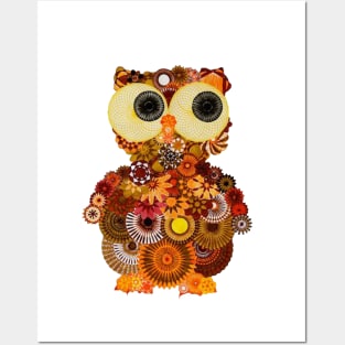 Spirograph Owl: a handmade spirograph collage print Posters and Art